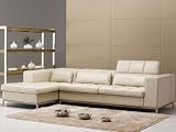 TOSH Furniture Beige Leather Sectional Sofa FY635