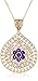 Amazon Collection 18k Yellow Gold Plated Gemstone Flower Filigree Teardrop Pendant Necklace, 18