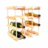 12 Bottle Natural Wood Wine Rack