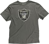 Oakland Raiders Grey Button Hook Slimmer Fit Retro T Shirt By Reebok (XXL=50)