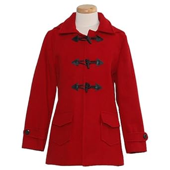 Shyla Coats Girls Designer Red Stylish Toggle Wool Pea Coat 6-16