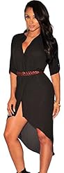 High-Low-Hem Belted Cotton/Spandex  Shirt Club Dress/Party Dress  With a Sash 