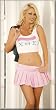 Sorority Girl 4 Piece Costume Includes Pleated Plaid Mini Skirt, Printed Tank, Denim Jacket and Removeable Badge. Sizes Small, Medium or Large.