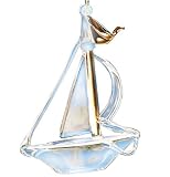 Biedermann & Sons Glass Sailboat Ornament, 2.65-Inch by 3.65-Inch