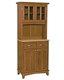 Home Styles Furniture Cottage Oak Wood Buffet with Natural Wood Top and 2-Door Panel Hutch