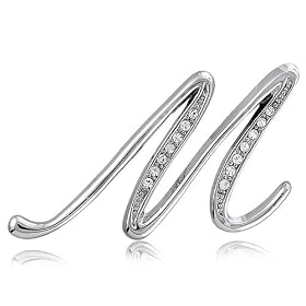 Silver Toned Initial Letter Brooch Pin - M - For Valentines Day Gift