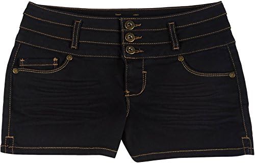 Blue Spice Juniors High Waist Triple Button Shorts 9 Dark rinse blue
