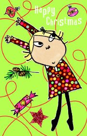 Charlie and Lola Glitter Happy Christmas Cards-Pack Of 8