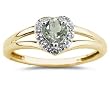 Heart Shaped Green Amethyst and Diamond Ring