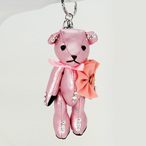 Big Bow Shiny Leather Teddy Bear Key Chain / Purse Charm