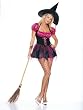 Sexy Pink Black Witch Costume Mini Dress Witch Hat Traditional Theatre Costumes