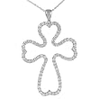 Sterling Silver CZ Lined Clover Style Cross