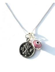 Match Making Solomon Seal Amulet & Evil Eye Charm Silver Necklace