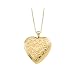 14K Yellow Gold Etched Heart Locket Pendant with Chain