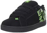 DC Men's Court Sneaker,Black/Lime Green,3 M US