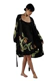 Black Silk Nightgown & Black Silk Nightgown & Robe Set - The Desert Flower - 100% Silk, Hand Painted Art