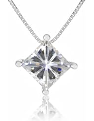 Charles W. 14K Cushion Forever Brilliant Moissanite DEW .80 Solitaire Necklace 18"