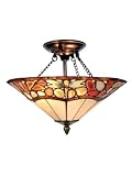 Dale Tiffany TH10501 Dragonfly Agate Ceiling Light, Antique Bronze and Art Glass Shade