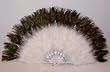 White Marabou Feather Fan with Peacock Tips