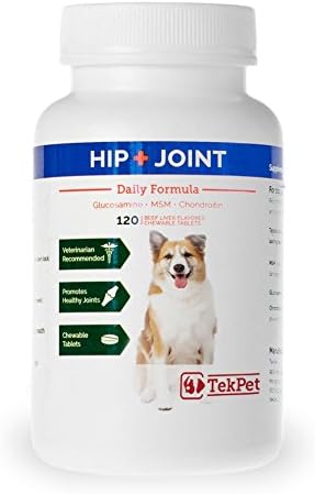 Tekpet Hip and Joint Daily Formula 120 Chewable Tablets - 40% More MSM Than Other Brands