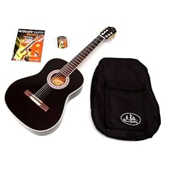4/4 Akustik Klassik Konzert Gitarre in schwarz mit gepolsteter Tasche, Lernkurs "Guitar Basics" als Buch und Audio CD f�r Anf�nger