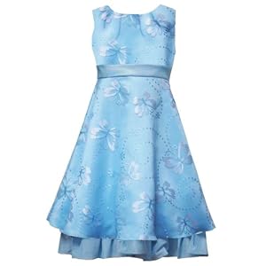 Rare Editions Girls 7-16 AQUA-BLUE BUTTERFLY DOT BURNOUT SHEER OVERLAY Special Occasion Wedding Flower Girl Easter Pageant Party Dress