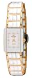 Oniss #ON318-LRG Women's Classic Rose Gold Trim Rectangular White Ceramic Watch