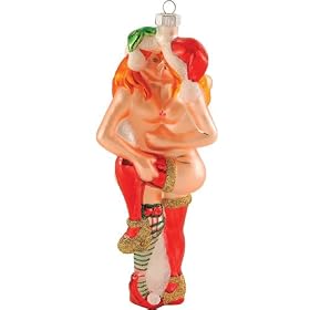 Pornaments - Lip Locked - Kissing Girls - boule de Noel �rotique - env. 16 cm long - souffl�e � la bouche et peint � la main - ca. 16 cm lang