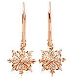 10k White, Yellow or Rose Gold Heart-Design Diamond Dangle Earrings (1/10 cttw, I-J Color, I3 Clarity)