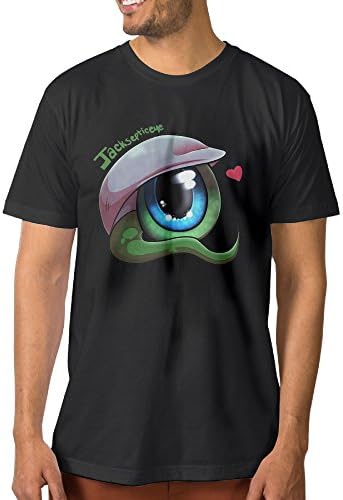 LINNA Men's Cotton Short Sleeve T Shirt Green Eyeball Best Friends S Black
