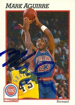 Mark Aguirre Autographed/Hand Signed Basketball Card (Detroit Pistons) 1991 Hoops #59