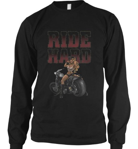 Ride Hard Sexy Motorcycle Chick Mens Thermal, Ride Hard Chopper Mens Long Sleeve Thermal, Small, Black