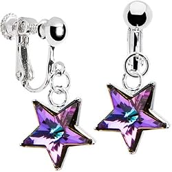 Handcrafted Austrian Crystal Vitrail Light Star Clip Earrings