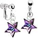 Handcrafted Austrian Crystal Vitrail Light Star Clip Earrings