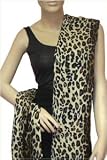 Hand Printed Leopard Print Silk Pashmina Shawl/ Wrap available in blend of 50% Pashmina 50% Silk with complimenting Tassels / Fringes on either side