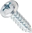 Steel Sheet Metal Screw, Zinc Plated, Pan Head, Phillips Drive, Type AB, #6-20 Thread Size, 1/2" Length (Pack of 100)