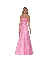 Strapless  Polyester/Tulle Lace-Up Beaded Slit  Ball Gown Evening Dress/Prom Dress 