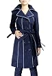 Milano Fashion Navy Piped Trench Coat with Belt - M
