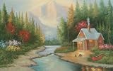 41g1s7oi4nL. SL160  24X36 inch Landscape Handpainted Oil Painting Lakeside Cabin
