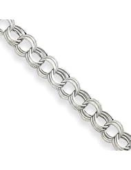 14k White Gold Lite 8mm Triple Link Charm Bracelet