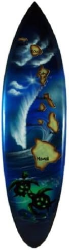 Airbrush Surfboard with Honu and Map of Hawaiian Islands