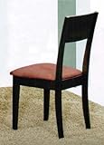 Set of 2 Dining Chairs with Upholstered Seat in Dark Walnut Finish