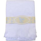 Large Soft White Acrylic Baby Shawl / Blanket - Hearts & Squares Design, 122 x 122 cm