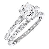 Image of Celebrity Inspired CZ Diamond Silver Wedding Ring