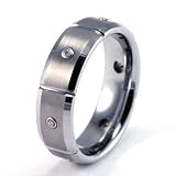 7mm Mens / Woman's Tungsten Carbide Wedding Band / Ring with Diamond Accents