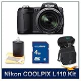41g1xjHmg7L. SL160  #>> Nikon Coolpix L110 Digital Camera (Black), 12.1 Megapixels, 15x Wide Angle Optical Zoom (28 420mm), 3 High Resolution LCD, 4 GB Memory Card, Lens Cleaning Kit, and Deluxe Carrying Case Reviews