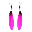 Trendy Silver-Tone Hot Pink Feather Earrings