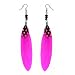 Trendy Silver-Tone Hot Pink Feather Earrings