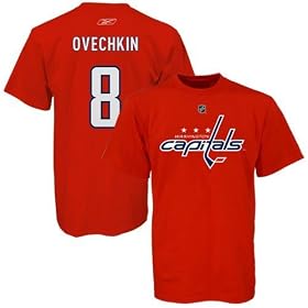 Reebok Washington Capitals #8 Alex Ovechkin Red Net Name and Number T-shirt