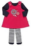 Baby Girl Clothes Red Embroidered Pinafore, Top and Tights Set. 0-1 month
